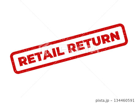Grunge textured red stamp mark indicating the term RETAIL RETURN for product transactions and policies 134460591