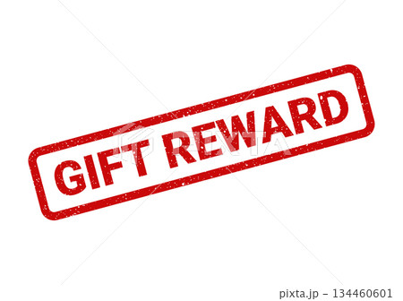 Grunge textured rubber stamp displaying GIFT REWARD lettering within a rectangular border, signifying bonus points 134460601