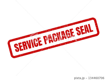 Grunge textured rubber stamp mark displaying the phrase service package seal, perfect for indicating official completion or secure handling documentation 134460706