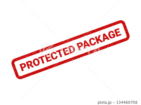 Grunge textured rubber stamp mark featuring the text Protected Package for secure shipping and delivery Grunge textured rubber stamp mark featuring the text Protected Package for secure shipping and delivery 134460708