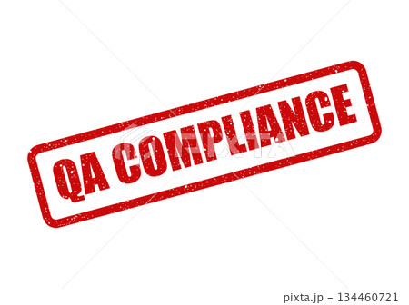 Grunge textured rubber stamp vector with QA COMPLIANCE text, signifying adherence to industry standards Grunge textured rubber stamp vector with QA COMPLIANCE text, signifying adherence to industry standards 134460721