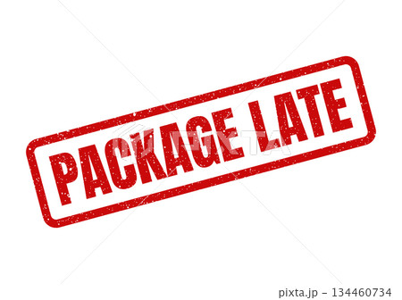 Grunge textured stamp text indicating package late within a rectangular frame for shipment status Grunge textured stamp text indicating package late within a rectangular frame for shipment status 134460734