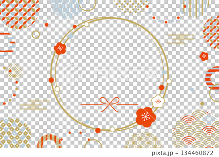 和風モダンな和柄　年賀状フレーム 134460872