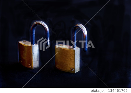 cybersecurity unlocked padlocks 134461763