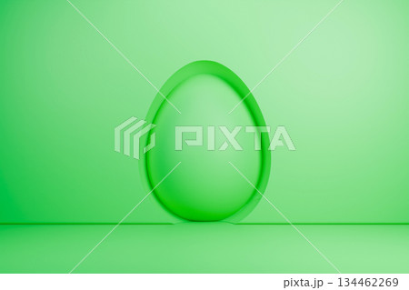 Green 3D Easter egg on minimalist podium background. Green 3D Easter egg on minimalist podium background. 134462269