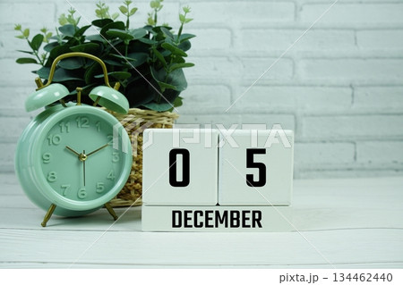 Wooden Calendar Showing the Date of December 5th. Day 5 of December Month Wooden Calendar Showing the Date of December 5th. Day 5 of December Month 134462440