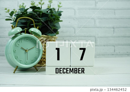 Wooden Calendar Showing the Date of December 17th. Day 17 of December Month 134462452