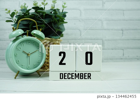 Wooden Calendar Showing the Date of December 20th. Day 20 of December Month 134462455