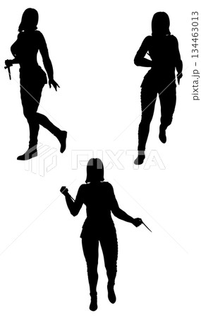 Silhouette of Woman Holding Knife Weapon Silhouette of Woman Holding Knife Weapon 134463013