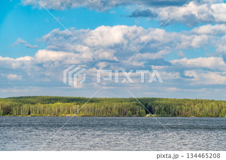 Blue lake with cloudy sky, natural background Blue lake with cloudy sky, natural background 134465208