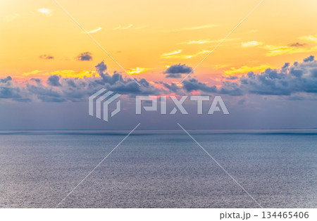 Beautiful pink and orange sunrise over the sea. 134465406