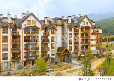 Bansko, Bulgaria houses and Pirin mountains 134465714