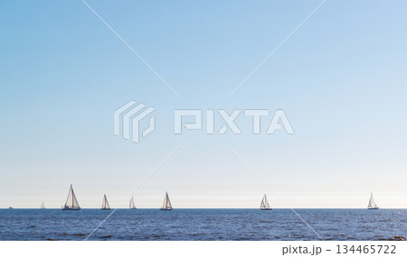 Sailboats on the horizon near Los Angeles on a sunny day Sailboats on the horizon near Los Angeles on a sunny day 134465722