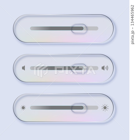 Liquid glass of ui elements showing volume and brightness settings. Concept for application interface. Vector Liquid glass of ui elements showing volume and brightness settings. Concept for application interface. Vector 134465962