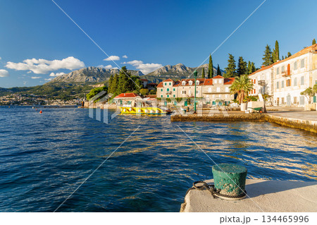 Cozy coastal town in Montenegro with traditional houses and sea view Cozy coastal town in Montenegro with traditional houses and sea view 134465996
