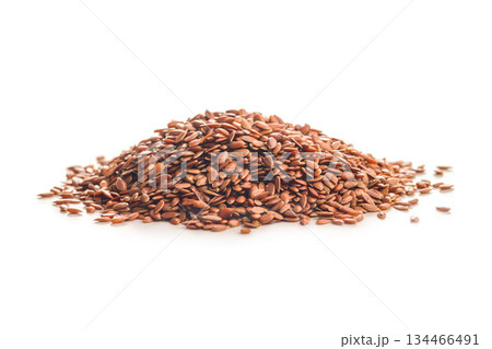 Linseed or flaxseed. Healthy flax seed isolated on white background. Linseed or flaxseed. Healthy flax seed isolated on white background. 134466491
