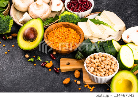 Vegan keto products. Ketogenic plant-based food 134467342