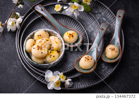 Tang yuan rice dumpling balls for Chinese lunar New year celebration 134467372