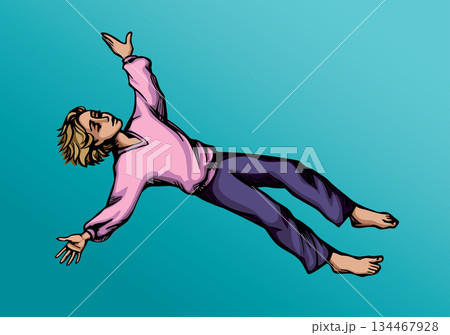 Vector drawing. A child drowning underwater 134467928