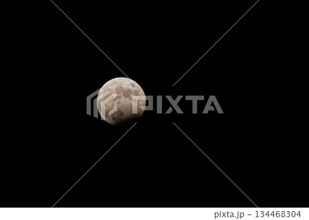 Partial Lunar Eclipse Over Night Sky 134468304