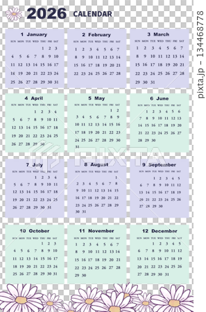 2026 Annual Calendar (Starts on Sunday) 134468778