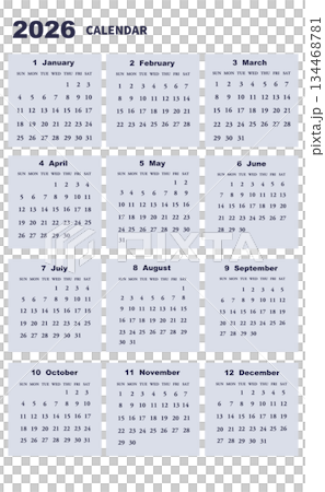 2026年の年間カレンダー 日曜日始まり 2026年の年間カレンダー 日曜日始まり 134468781