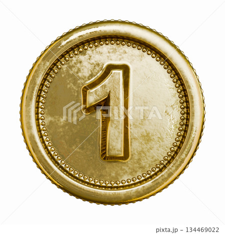 Golden aged coin Number 1 ONE 3D 134469022