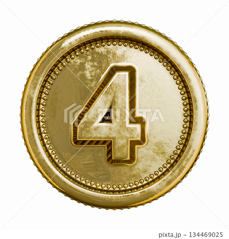 Golden aged coin Number 4 FOUR 3D 134469025