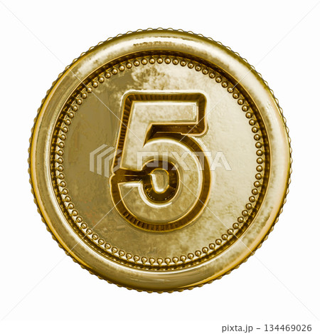 Golden aged coin Number 5 FIVE 3D 134469026