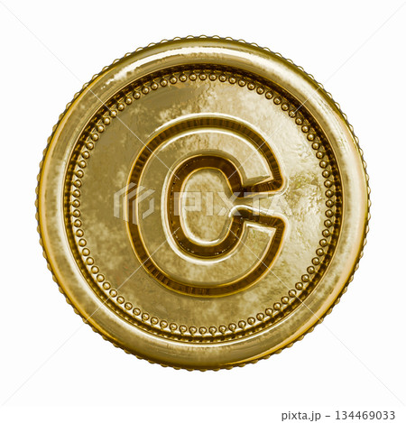 Golden aged coin Letter C 3D 134469033