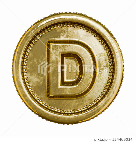 Golden aged coin Letter D 3D 134469034