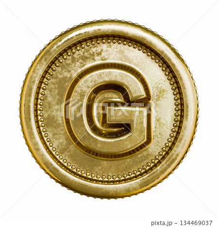 Golden aged coin Letter G 3D Golden aged coin Letter G 3D 134469037