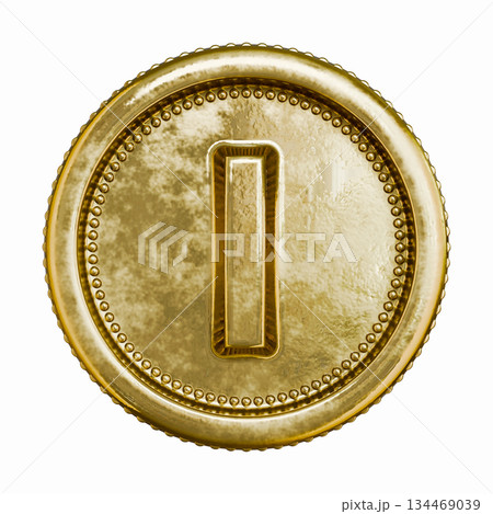 Golden aged coin Letter I 3D 134469039