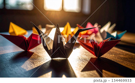 Sticky Note Origami Art. Sticky Notes concept. Generated Image 134469933