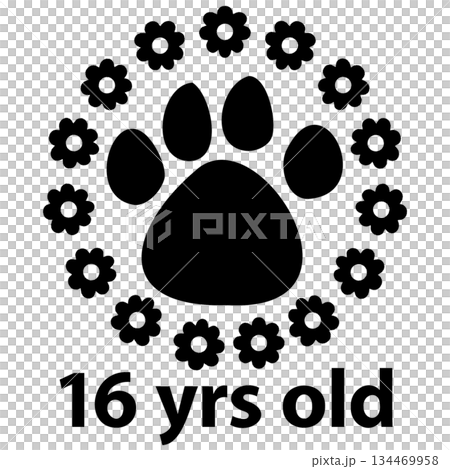 可愛寵物年齡花朵和爪印 16 可愛寵物年齡花朵和爪印 16 134469958