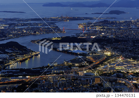 皿倉山山頂からの日没後の眺望 134470131