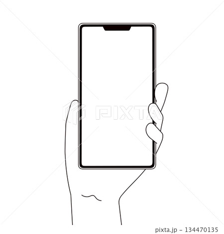 スマホと持つ手のイラスト素材 134470135