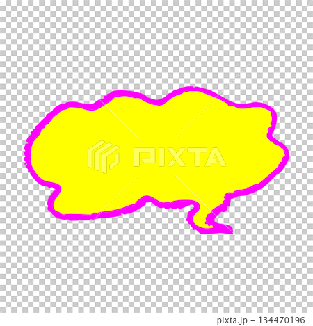 蛍光カラーのクレヨン風手描き吹き出しイラスト　ガサガサ線が目立つコメント用フレーム素材 134470196