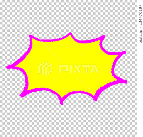 Fluorescent crayon-style hand-drawn speech bubble illustrations. Pop comment frame material with an explosion effect for emphasis. 134470197