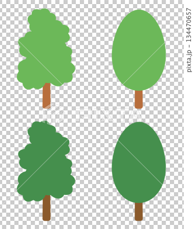 樹的插圖（2 種類型 x 2 種顏色） 134470657