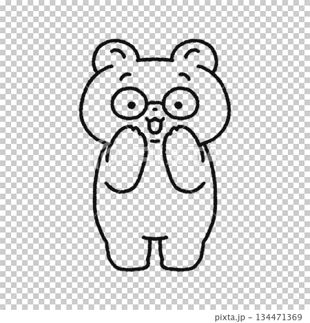 メガネをかけているかわいいクマ 線画 メガネをかけているかわいいクマ 線画 134471369