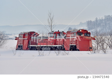 宗谷本線 北比布-蘭留 JR北海道 DE15-2521(旭川) ラッセル 常時排雪列車 常排 宗谷本線 北比布-蘭留 JR北海道 DE15-2521(旭川) ラッセル 常時排雪列車 常排 134471540