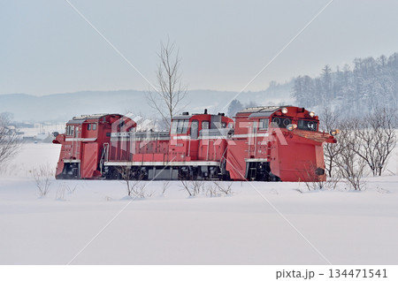 宗谷本線 北比布-蘭留 JR北海道 DE15-2521(旭川) ラッセル 常時排雪列車 常排 宗谷本線 北比布-蘭留 JR北海道 DE15-2521(旭川) ラッセル 常時排雪列車 常排 134471541