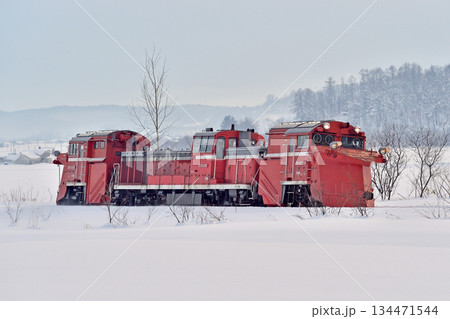 宗谷本線 北比布-蘭留 JR北海道 DE15-2521(旭川) ラッセル 常時排雪列車 常排 宗谷本線 北比布-蘭留 JR北海道 DE15-2521(旭川) ラッセル 常時排雪列車 常排 134471544