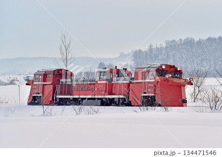 宗谷本線　北比布－蘭留　JR北海道　DE15-2521（旭川）　ラッセル　常時排雪列車　常排 134471546