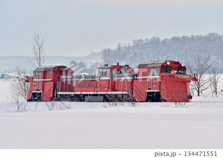宗谷本線 北比布-蘭留 JR北海道 DE15-2521(旭川) ラッセル 常時排雪列車 常排 宗谷本線 北比布-蘭留 JR北海道 DE15-2521(旭川) ラッセル 常時排雪列車 常排 134471551