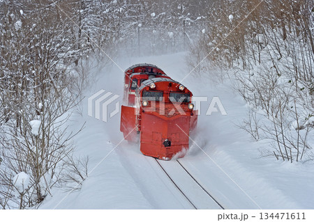 宗谷本線　智恵文－日進　JR北海道　DE15-2521（旭川）　ラッセル　常時排雪列車　常排 134471611