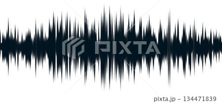 Black abstract sound wave element. Dotted line music equalizer shape design. Audio radio signal visualization concept. Digital voice assistant pattern. Song track sample player. Vector Black abstract sound wave element. Dotted line music equalizer shape design. Audio radio signal visualization concept. Digital voice assistant pattern. Song track sample player. Vector 134471839