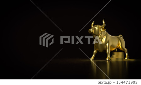 Golden Bull Wealth Growth Symbol 3d render. 134471905