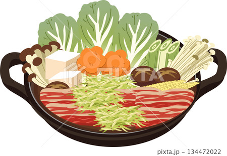 japanese hot pot nabe with beef vegetables tofu and mushrooms served in a clay pot japanese hot pot nabe with beef vegetables tofu and mushrooms served in a clay pot 134472022
